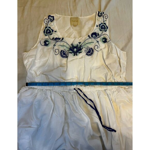 ModCloth White Dress with Blue Embroidery - 1X - Picture 6 of 12